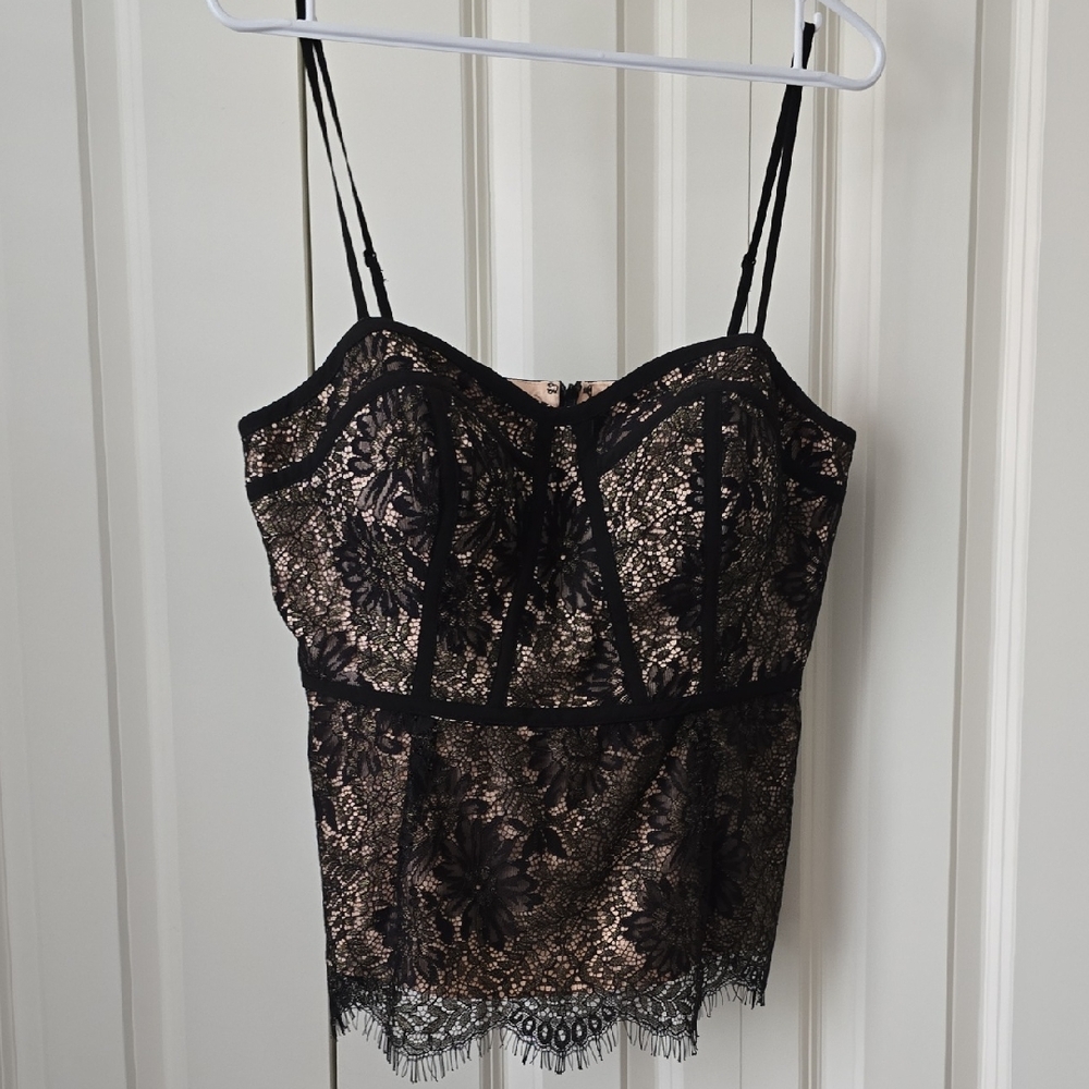 Ever New Melbourne, Black And Beige Lace Bustier Top, 8